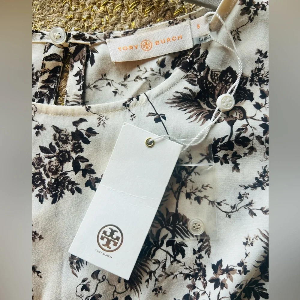 Tory Burch Runway Whey Tropicale 100% Silk Midi Dress Sz 8 NWT